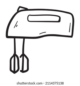 Hand drawn mixer icon in doodle style isolated.