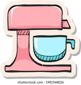 Hand drawn Mixer icon in sticker style vector illustration