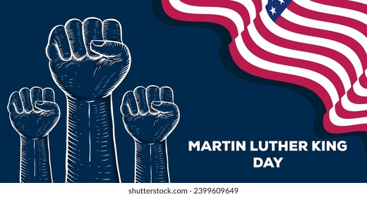 hand drawn MLK or Martin Luther King day horizontal banner illustration