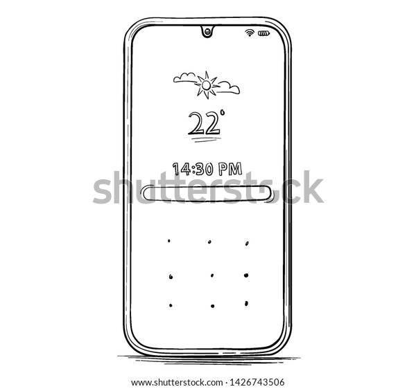 Hand Drawn Mobile Phone Vector Illustration Stock Vector (Royalty Free