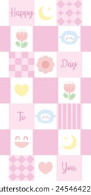 Hand drawn mobile phone wallpaper, cute floral pattern.