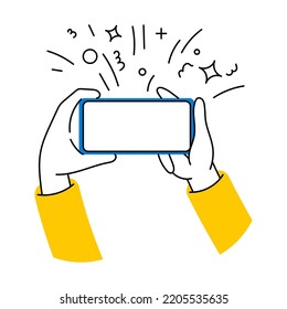 Hand drawn mockup used mobile phone touch screen gesture mockup.