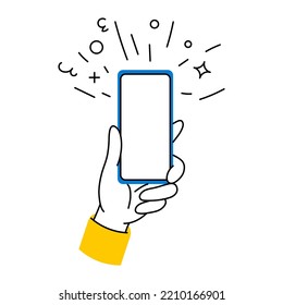 Hand drawn mockup used mobile phone touch screen gesture mockup.