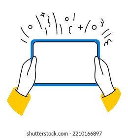 Mockup de mano dibujada en la pantalla táctil usada mockup de la pantalla táctil.