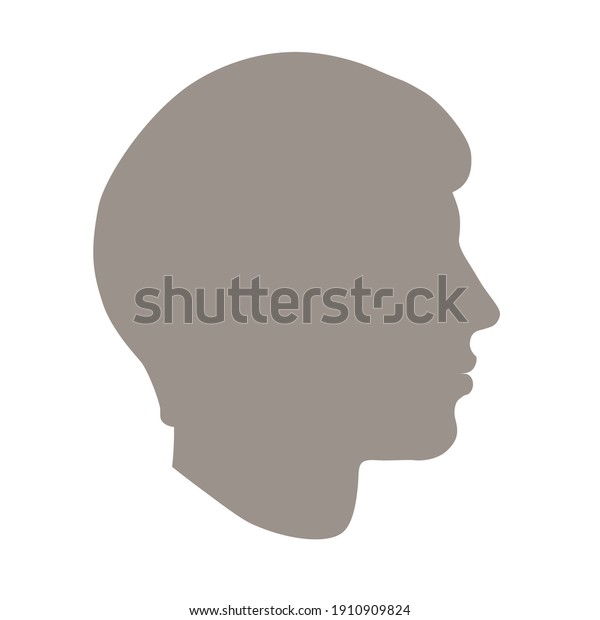 Hand drawn\
model of human head in side view. Flat vector silhouette drawing\
isolated on white background. EPS\
8.