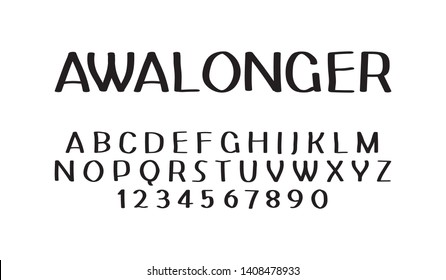 Hand drawn modern abstract font and alphabet. Vector typeface isolated on a white background. Font for lettering. Typography for logo.