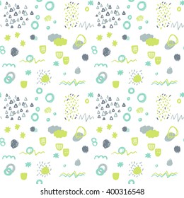 Hand drawn modern abstract summer pattern