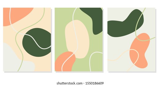 hand drawn modern abstract various shape line template background pastel color collection set. for flyer, invite, card, poster, brochure.