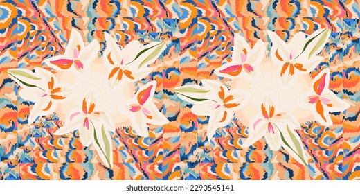 Hand drawn modern artistic flowers print. Unique exotic abstract contemporary seamless pattern. 