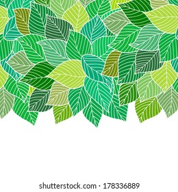 Hand drawn modern background with leaves. Can be used to wallpaper, decorative paper, cards, web design, etc.
