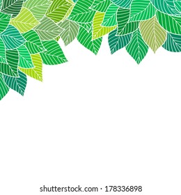 Hand drawn modern background with leaves. Can be used to wallpaper, decorative paper, cards, web design, etc.