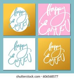 Hand drawn modern brush lettering of Happy Easter. Greeting card text templates. Vector illustration.