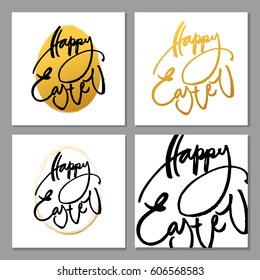 Hand drawn modern brush lettering of Happy Easter. Greeting card text templates. Vector illustration.