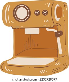 Hand drawn modern coffee machine illustration