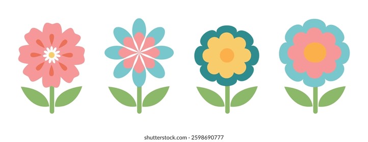 Hand Drawn Modern Decorative Flowers with Minimalist Aesthetic