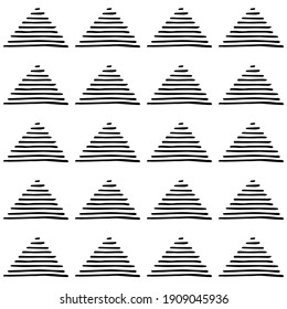 Hand drawn modern doodle seamless pattern. Black grunge triangle on white background. Vector illustration can be used for textile, wallpaper, wrapping paper, web