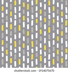 Hand drawn modern doodle seamless pattern. Yellow, white, gray background