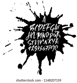 Hand drawn modern dry brush lettering. Grunge style alphabet. Handwritten font. Vector illustration.