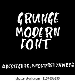 Hand drawn modern dry brush lettering. Grunge style alphabet. Handwritten font. Vector illustration.