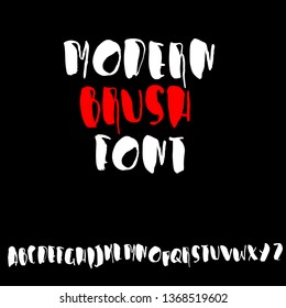 Hand drawn modern dry brush lettering. Grunge style alphabet. Handwritten font. Vector illustration.