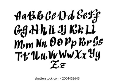 Hand drawn modern dry brush lettering. Gothic style alphabet. Grunge handwritten font. Vector illustration. 