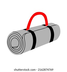 Handgezeichnete moderne, flache Vektorgrafik einer Fitness oder Yoga gerollte Matte einzeln auf weißem Hintergrund. Design-Sport, Fitness, Fitness, gesunde Lifestyle für Logo, Emblem, Schild, Poster. 