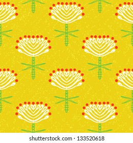 Hand drawn modern floral ornamented seamless pattern with bright colors and stylized flowers. Texture for web, print, decor, textile, wrapping paper, wedding invitation background, summer fall fashion