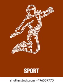 Hand drawn modern joyful young hip-hop style teenage girl jumping dancing isolated on a white background.