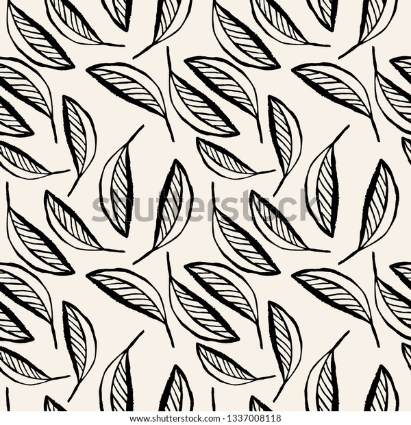 Hand Drawn Modern Leaf Pattern Stock Vector Royalty Free