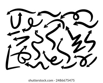 Handgezeichnete moderne Line Art Doodle Stil Vektorgrafik Pfeil Set Vektorgrafik