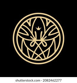 Dibujo manual del logotipo de letra lineal H moderna. Logo de la cresta familiar. Emblema para boutique, salón de belleza, moda, tienda, joyería, hotel. Ilustración vectorial.