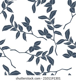 Hand drawn modern pattern with 
 leaves. Trendy vector seamless pattern. Minimalistic  concept. Perfect print for fabric, textile, wallpaper