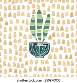 Hand drawn modern plant seamless pattern