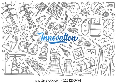 Handgezeichnete moderne Technologien und Innovationen.