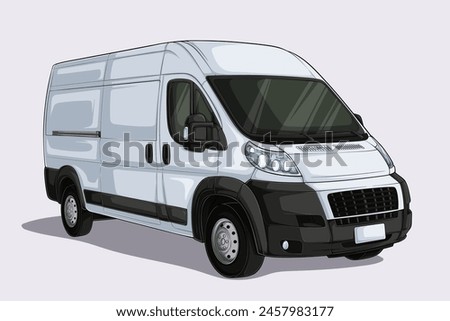 Hand drawn modern white van, suitable for transport or cargo delivery
