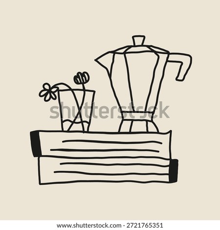 hand drawn moka pot doodle cartoon illustration