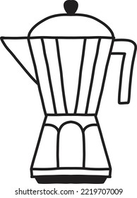 Hand Drawn Moka pot or Italian coffee maker illustration isolated on background