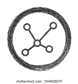 hand drawn molecule symbol. scribble molecule symbol