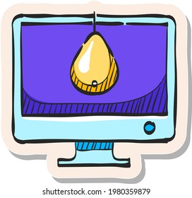 Hand drawn Monitor calibration icon in sticker style vector illustration