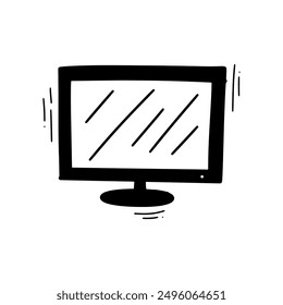 Hand Drawn Monitor Illustration. Doodle Vector. Isolated on White Background - EPS 10 Vector