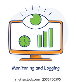 Hand drawn Monitoring and Logging Icon for Continuous System and Application Performance.