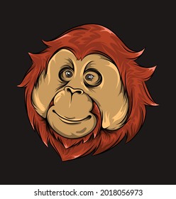 The hand drawn of monkey head with the cute expression of illustration