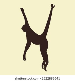 Hand drawn monkey silhouette in flat style illustration