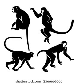 Hand drawn monkey silhouette logo icon