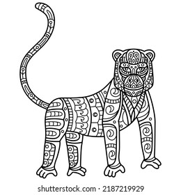 Hand drawn monkey in zentangle style