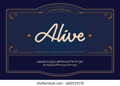Hand drawn mono line font lowercase and uppercase. Calligraphy decorative ABC alphabet isolated. Hand lettering and custom typography for your designs, logo, poster, card. Vector typeface.