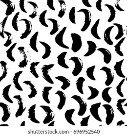 Hand drawn monochrome black and white seamless abstract pattern. Ink sketch texture and background