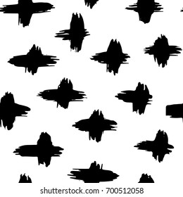 Hand drawn monochrome black and white seamless abstract pattern. Ink sketch texture and background