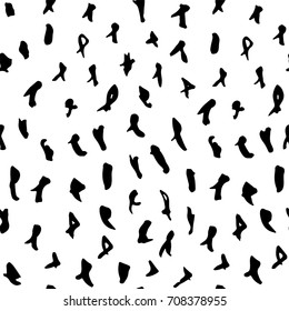 Hand drawn monochrome black and white seamless abstract pattern. Ink sketch texture and background