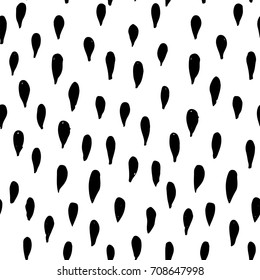 Hand drawn monochrome black and white seamless abstract pattern. Ink sketch texture and background